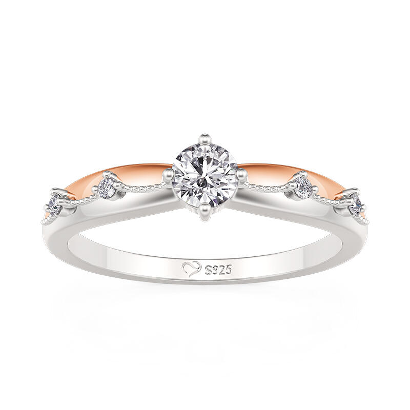 Jeulia ツートーン プリンスクローク&プリンセスガウン カップルリング スターリングシルバー