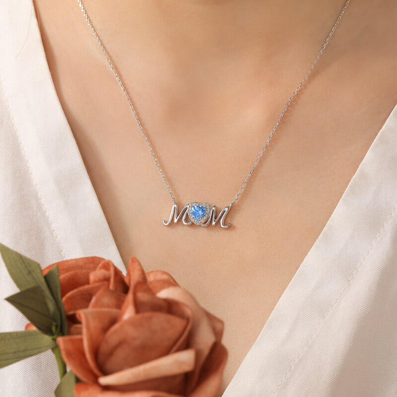 Jeulia Collar de Corazón con Piedra de Nacimiento para el Amor de Mamá