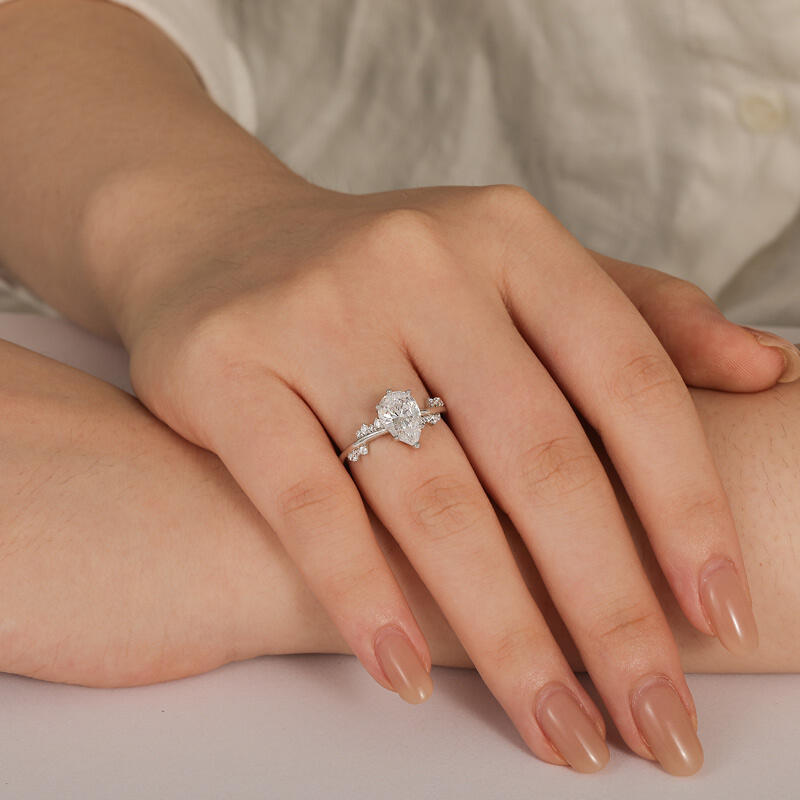 Jeulia Bague de Fiançailles Solitaire Poire en Argent Sterling