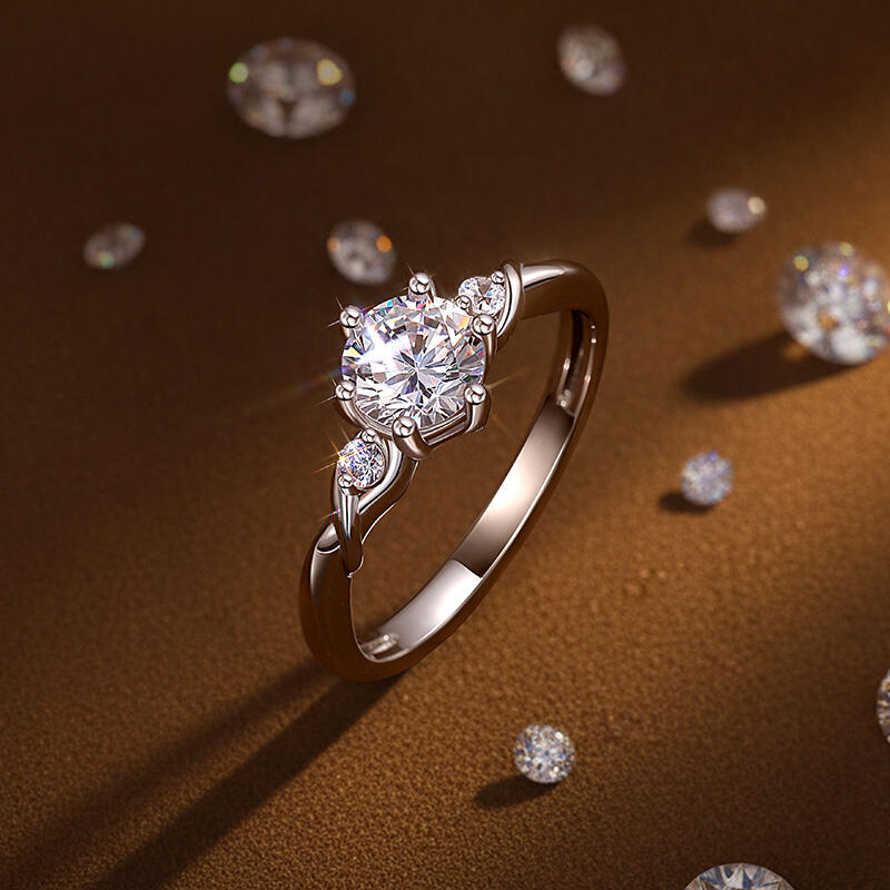 Jeulia Custom Three Stone Lab Grown Round Diamond Ring