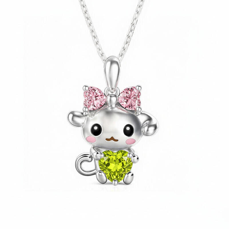 Jeulia Hug Me Custom Birthstone Cute Dog Pendant Necklace