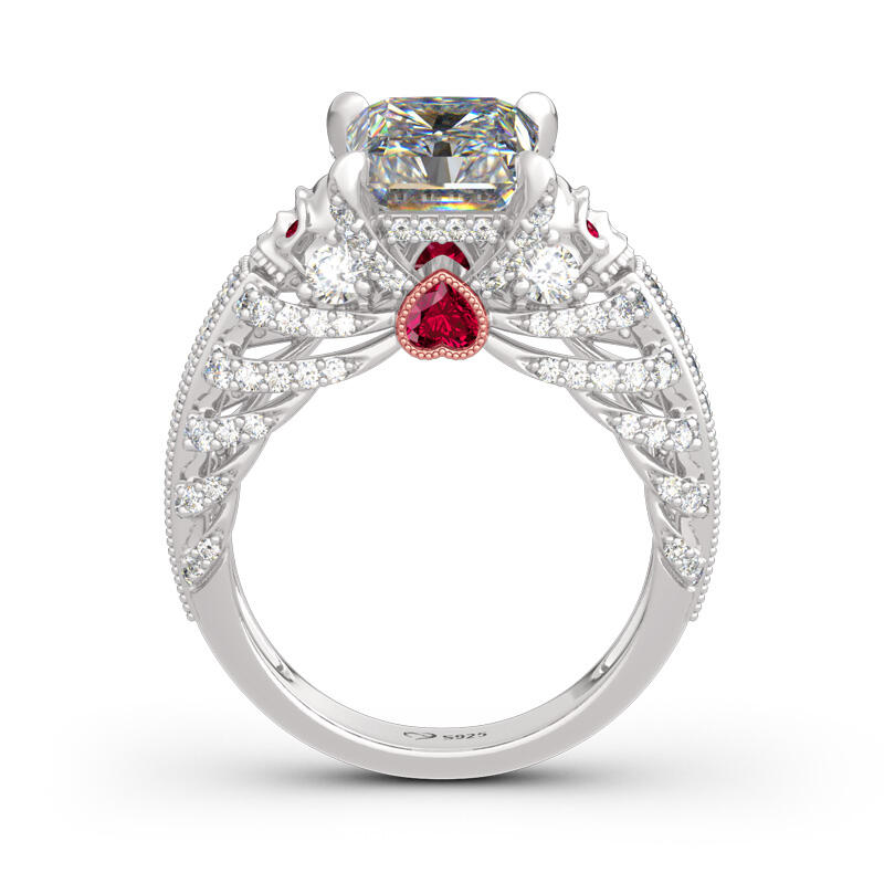 Jeulia Radiant Cut Skeleton Heart Sterling Silver Skull Ring