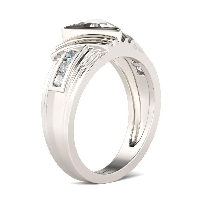 Jeulia Trillion Cut Sterling Silver Men's Band