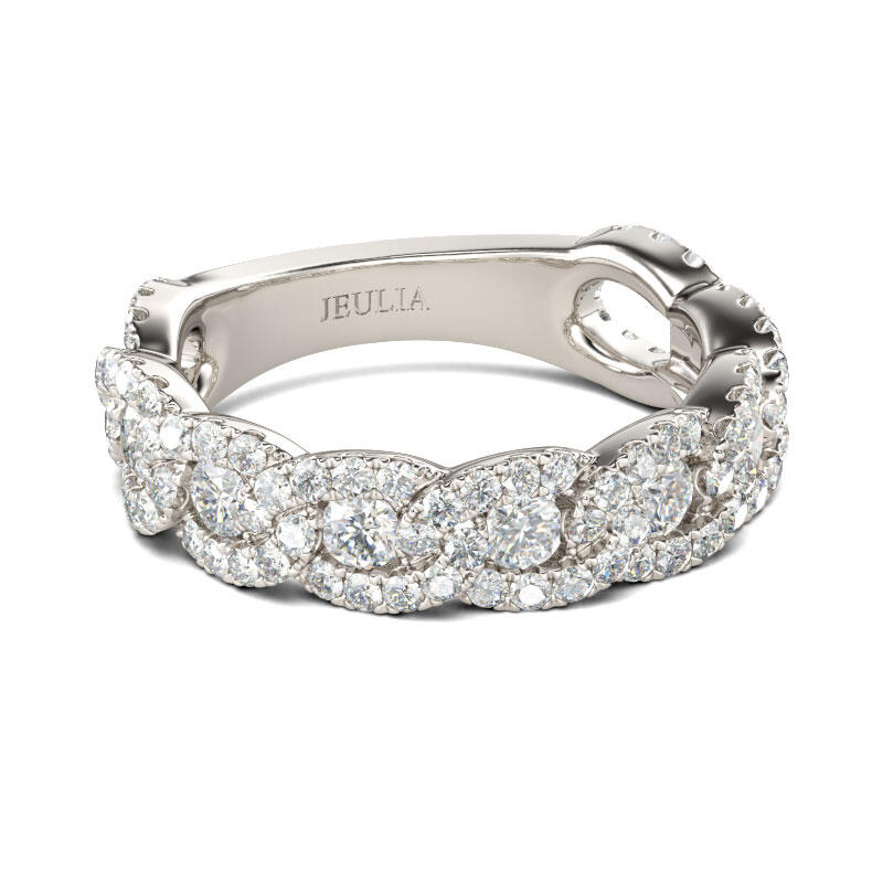 Jeulia Interlock Round Cut Sterling Silver Women's Band