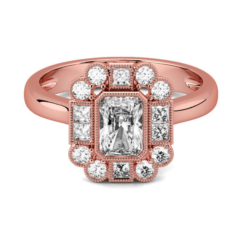 Jeulia Milgrain Emerald Cut Sterling Silver Ring