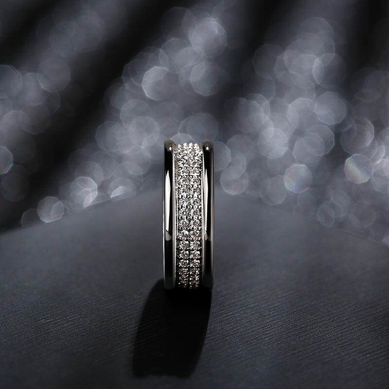 Jeulia Anillo para hombre de plata 925 de corte redondo en dos tonos