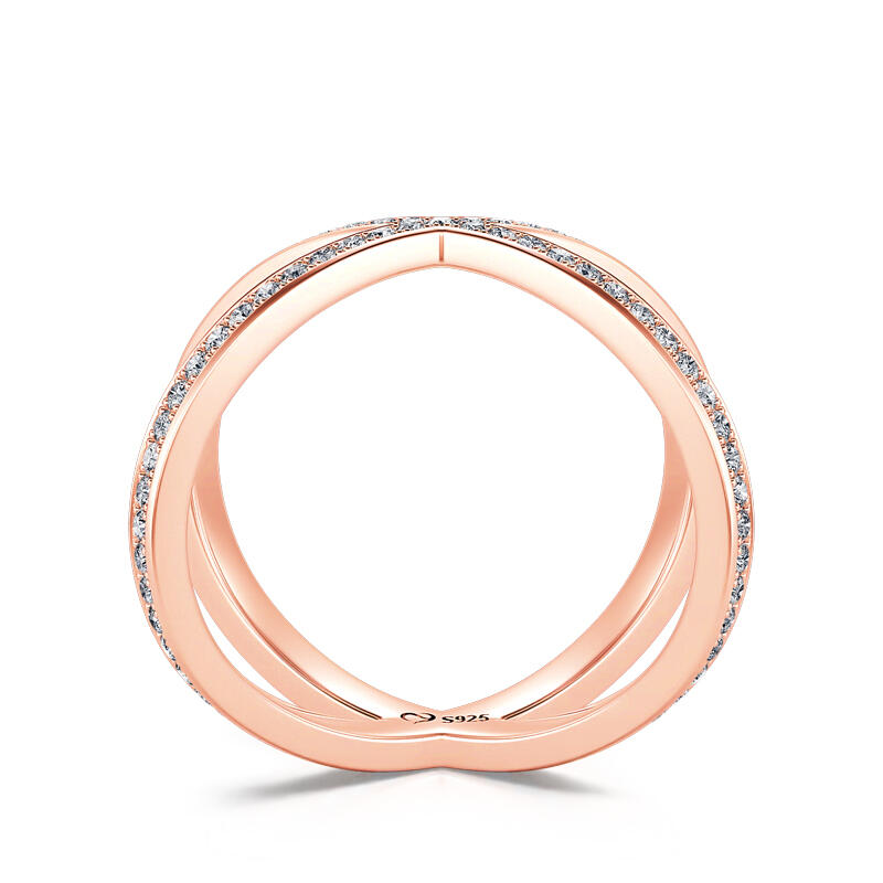 Jeulia X Shape Crossover Sterling Silver Ring