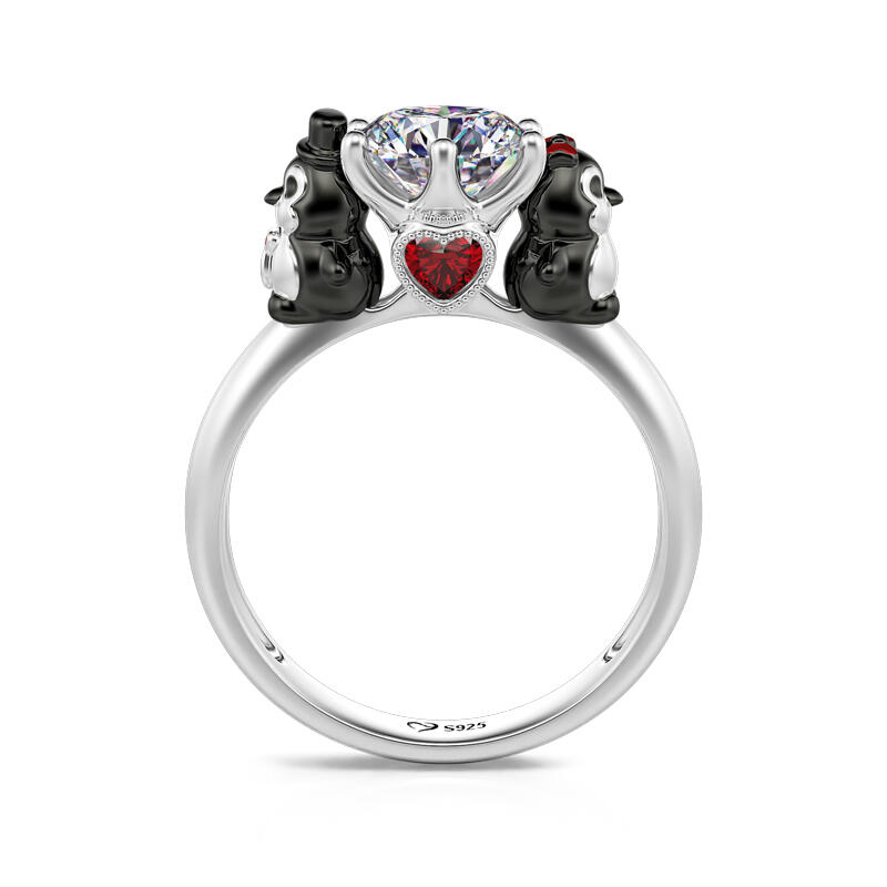 Jeulia Hug Me Pinguino Anello in Argento 925 Taglio Rotondo