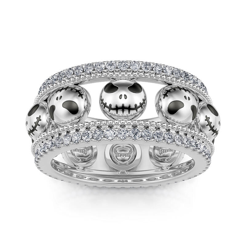 Jeulia Anillo clásico de plata de ley con calaveras para amor