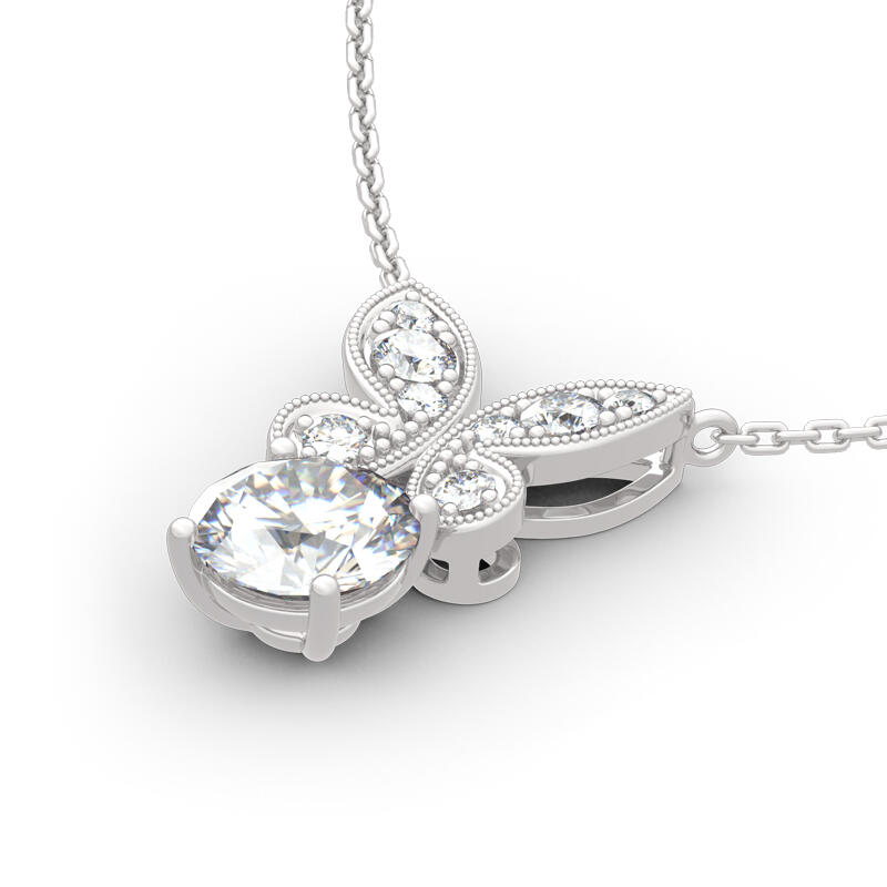 Jeulia Butterfly Round Cut Sterling Silver Necklace