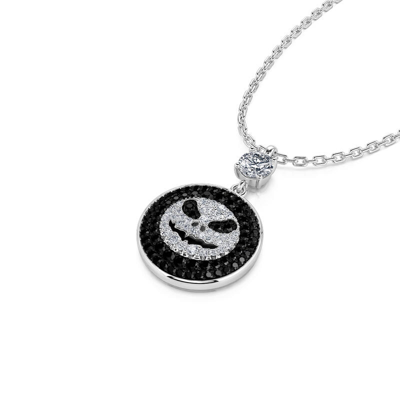 Jeulia "Pumpkin King" Skull Design Sterling Silver Necklace