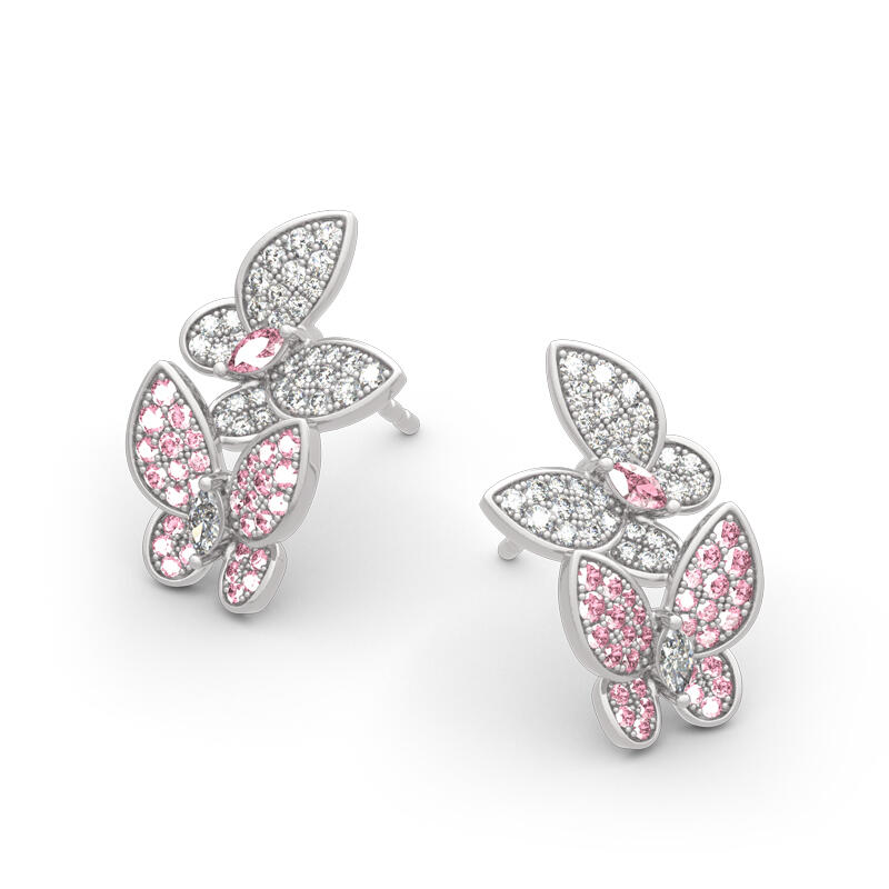 Jeulia "Spring is Coming" Two Butterfly Sterling Silver Earrings