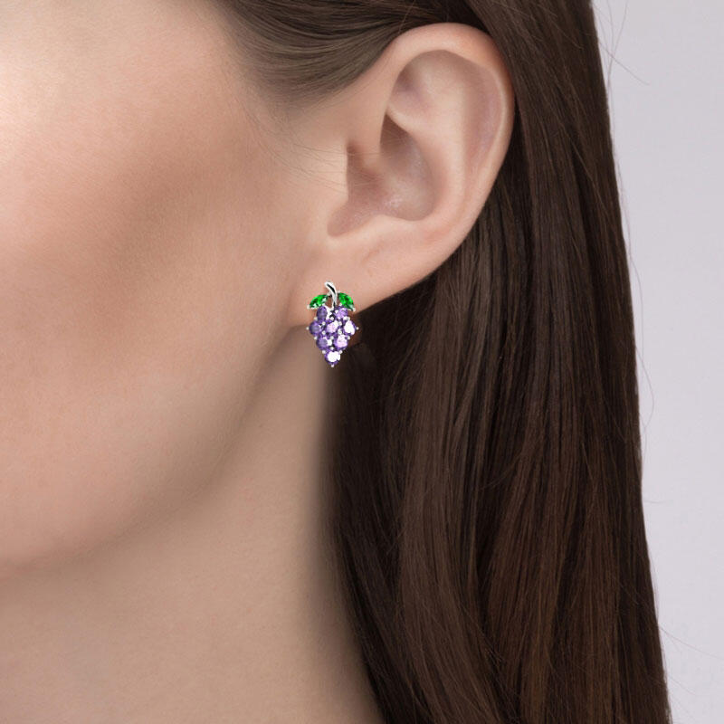 Jeulia Cute Grape Fruit Sterling Silver Stud Earrings