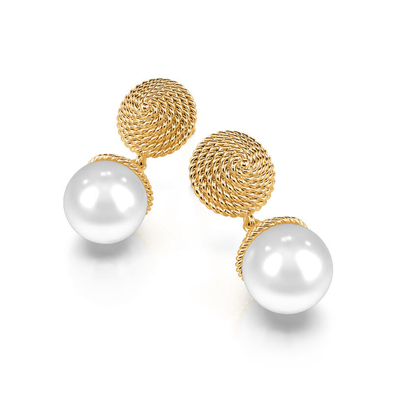 Jeulia Chevron Cultured Pearl Sterling Silver Drop Earrings