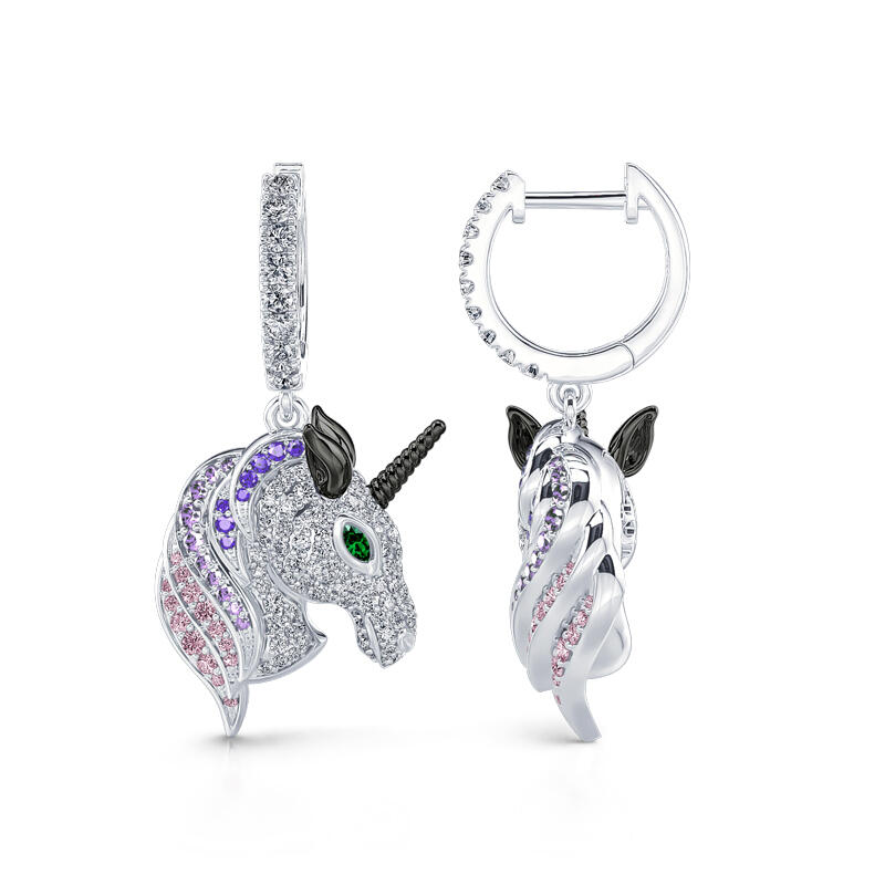 Jeulia "Dreams Come Ture" Unicorn Sterling Silver Earrings