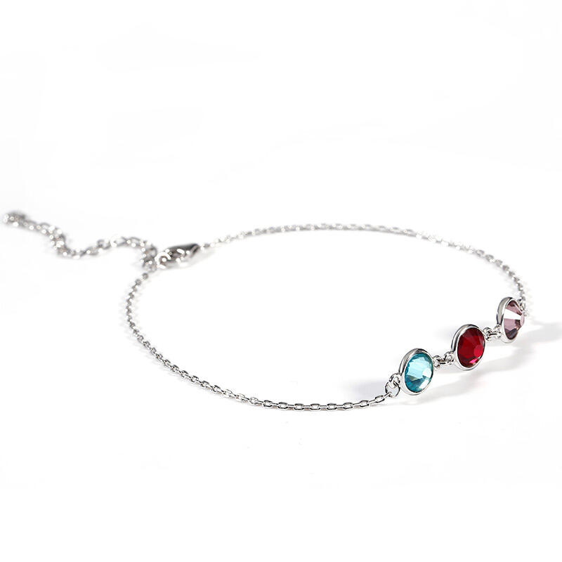 Jeulia Simple Design Candy-hued Stones Sterling Silver Personlig Anklet