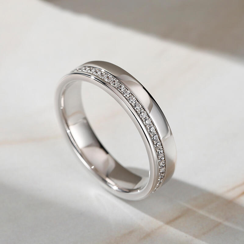 Jeulia 10K/14K/18K Gold Platinum Round Cut Men's Band
