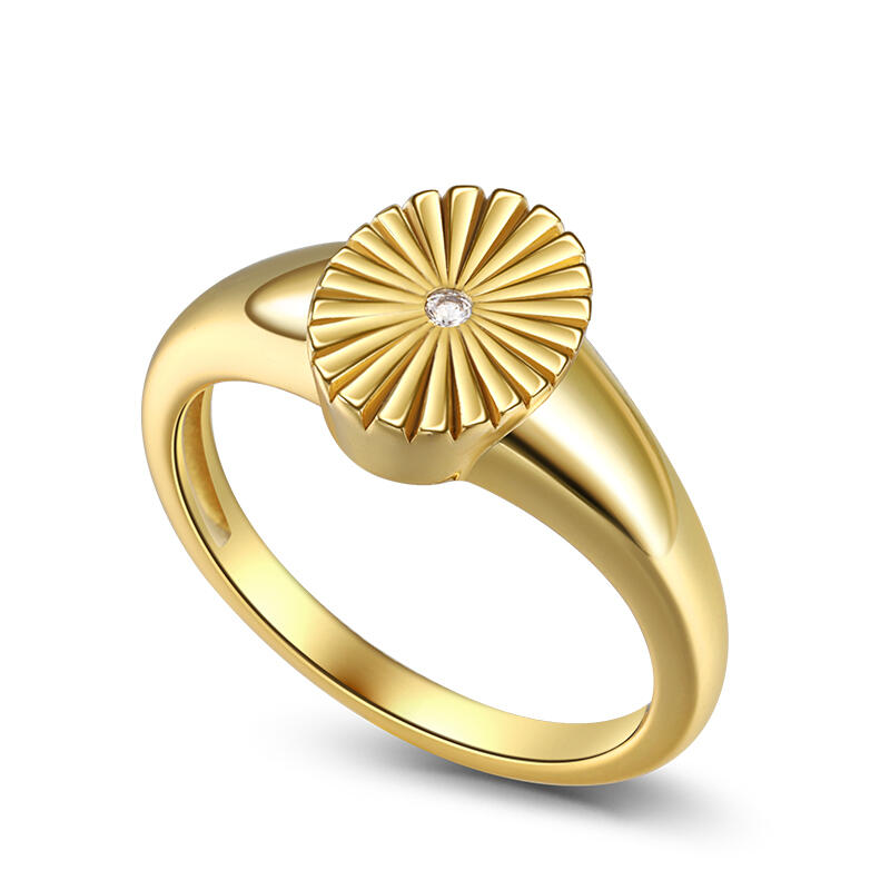 Jeulia Oval Signet Sterling Silver Ring