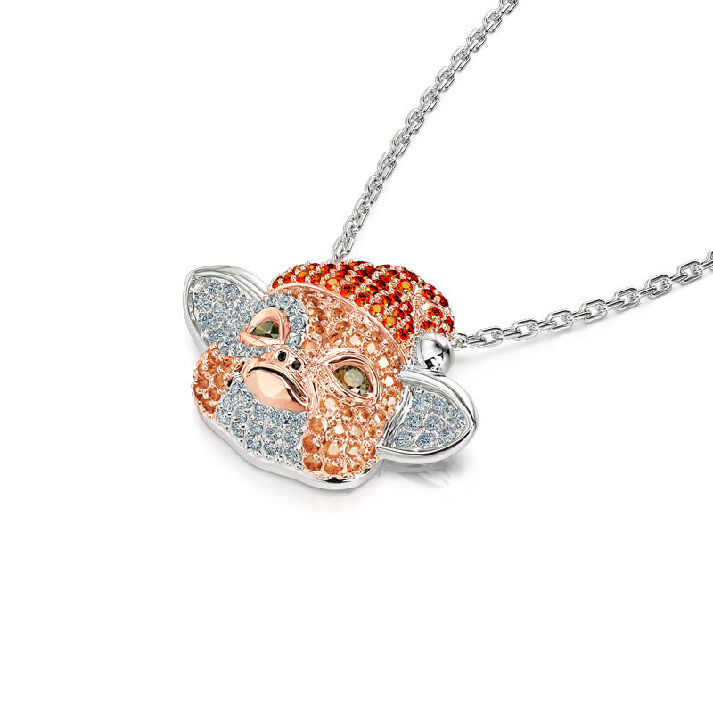 Jeulia "Small Evil Monster" Cute Design Sterling Silver Necklace