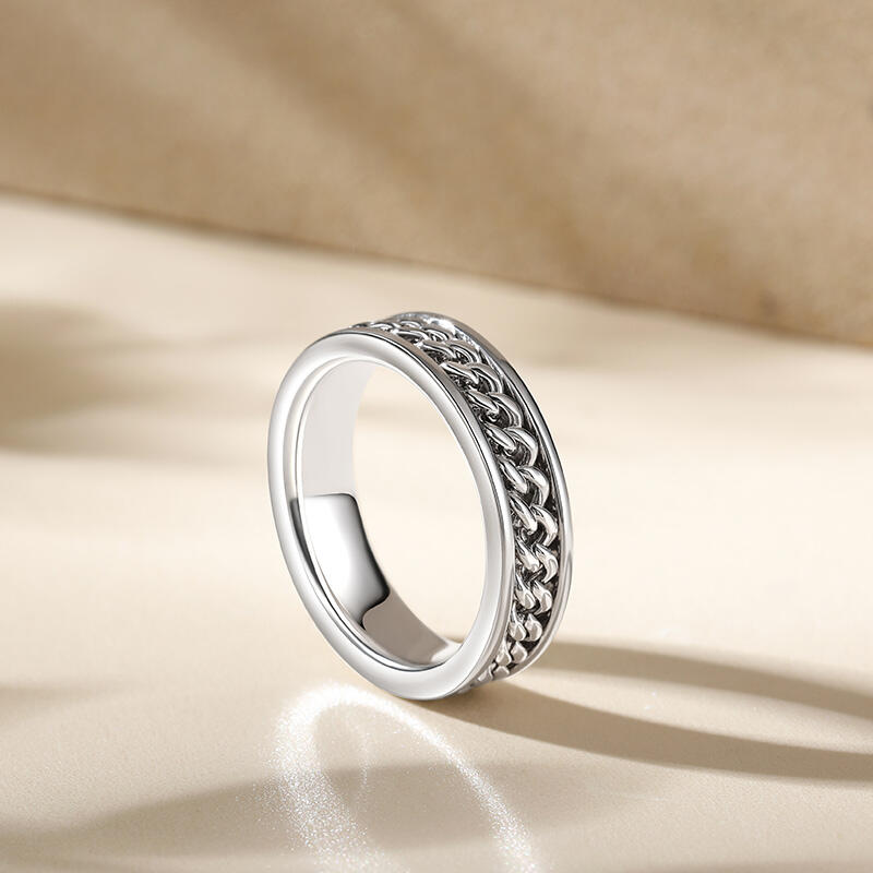 Jeulia Rotatable Chain Sterling Silver Women's Band