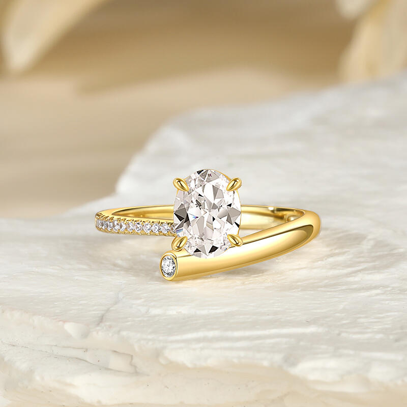 Bypass Gold Oval Cut Engagement Ring