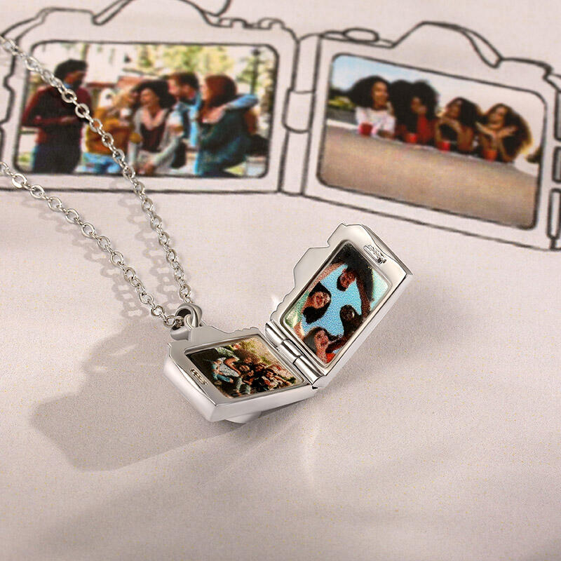 Jeulia Unique Camera Custom Photo Locket Necklace