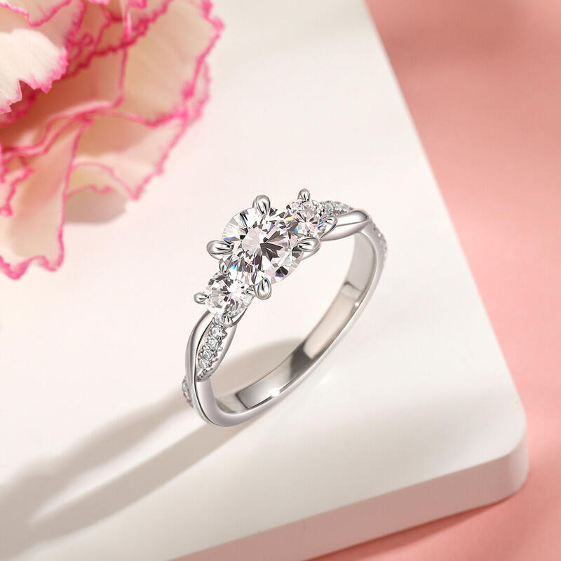 Jeulia Custom Twisted Three Stone Engagement Ring Gold/Platinum