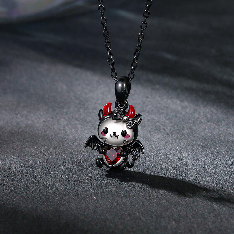 Jeulia Hug Me Little Devil Red Heart Necklace