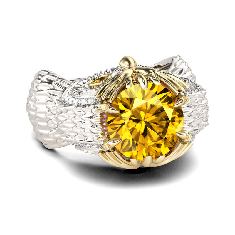 Jeulia Anillo De Búho Con Pluma De Talla De Redonda En Plata De Ley