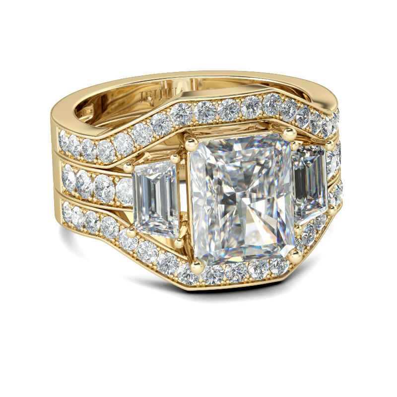 جوليا طقم خواتم بقطع مشع من الفضة الإسترليني بذهبي