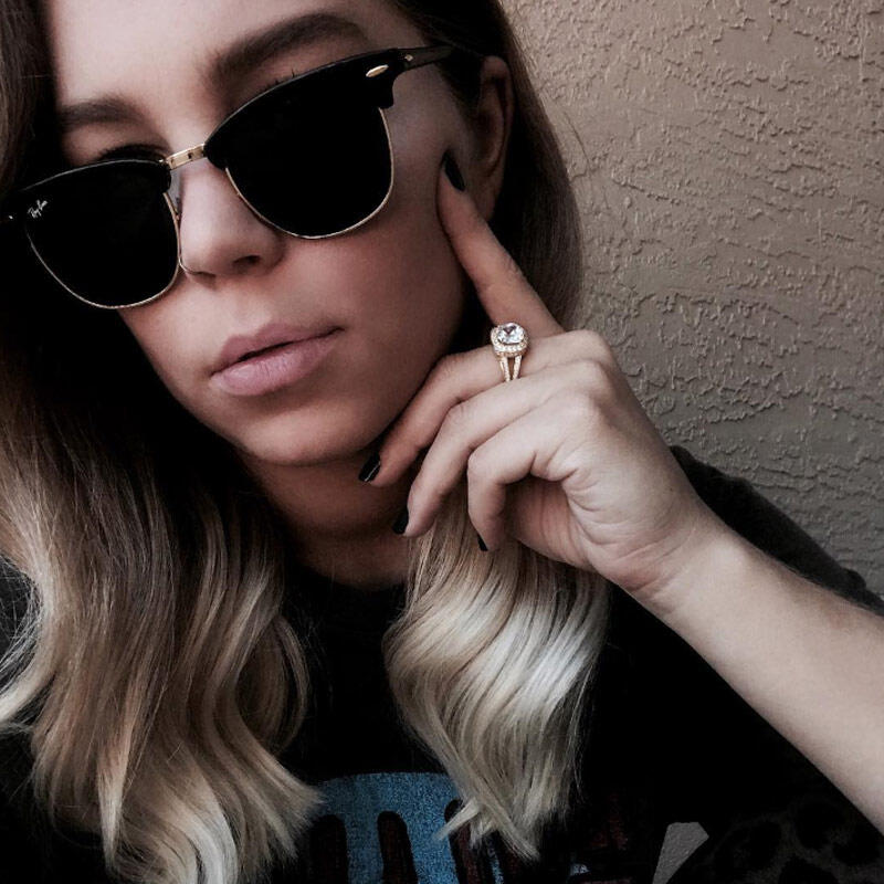 Jeulia Gold Tone Halo Cushion Cut Sterling Silver Ring