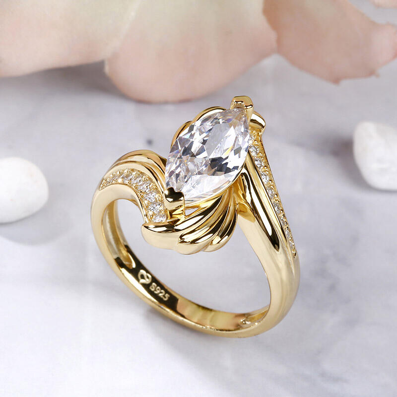 Jeulia Bypass Marquise Cut Sterling Silver Ring