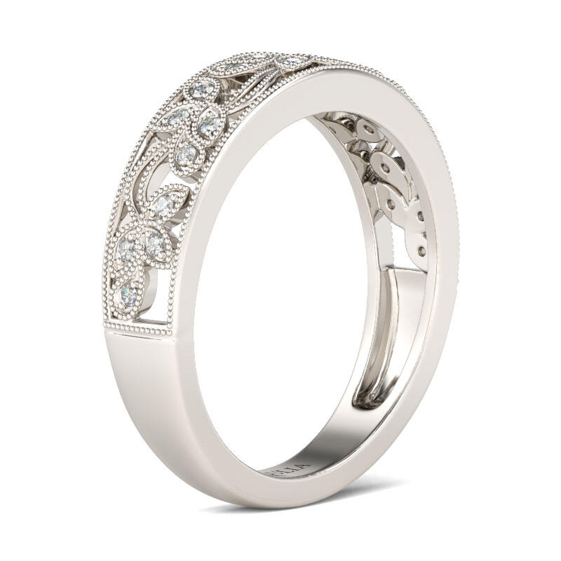 Jeulia Milgrain Round Cut Sterling Silver Women's Band