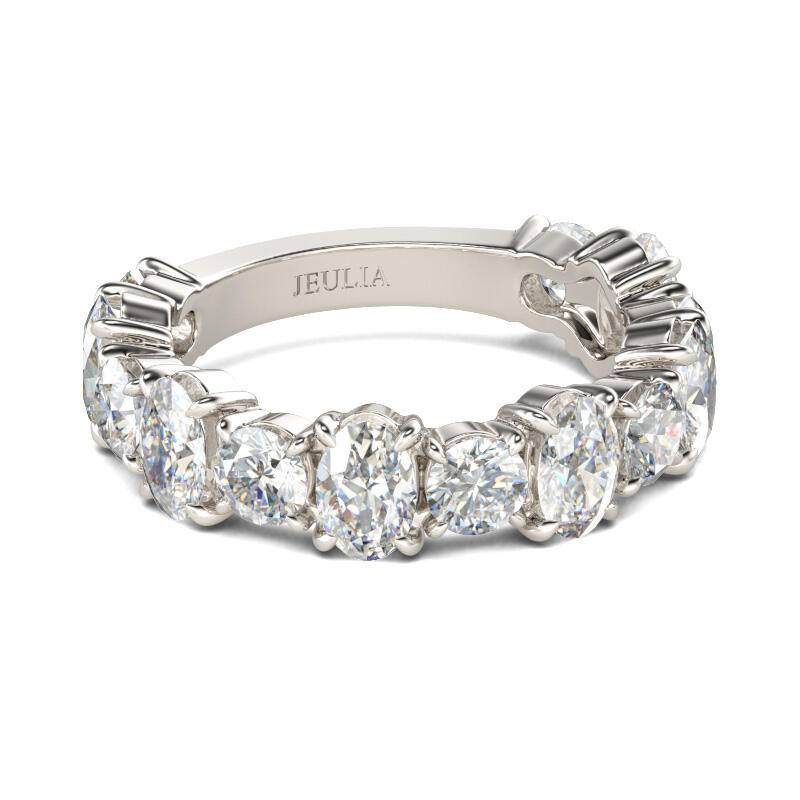 Jeulia Classic Oval Cut Sterling Silver Women's Band