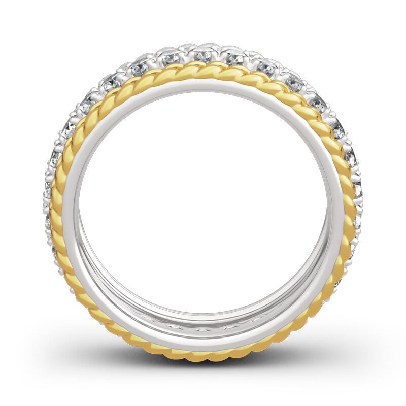 Jeulia Two Tone Cable Round Cut Sterling Silver Women's Band