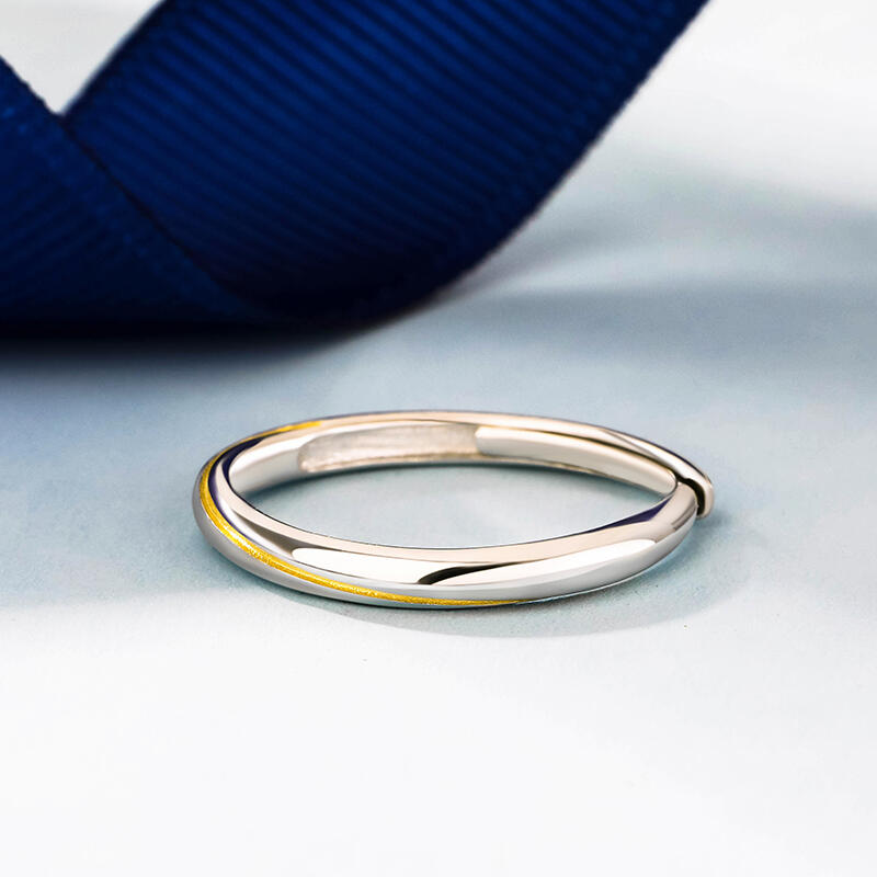 Jeulia "Every Side of Love" Mobius Two Tone Adjustable Sterling Silver Men's Band