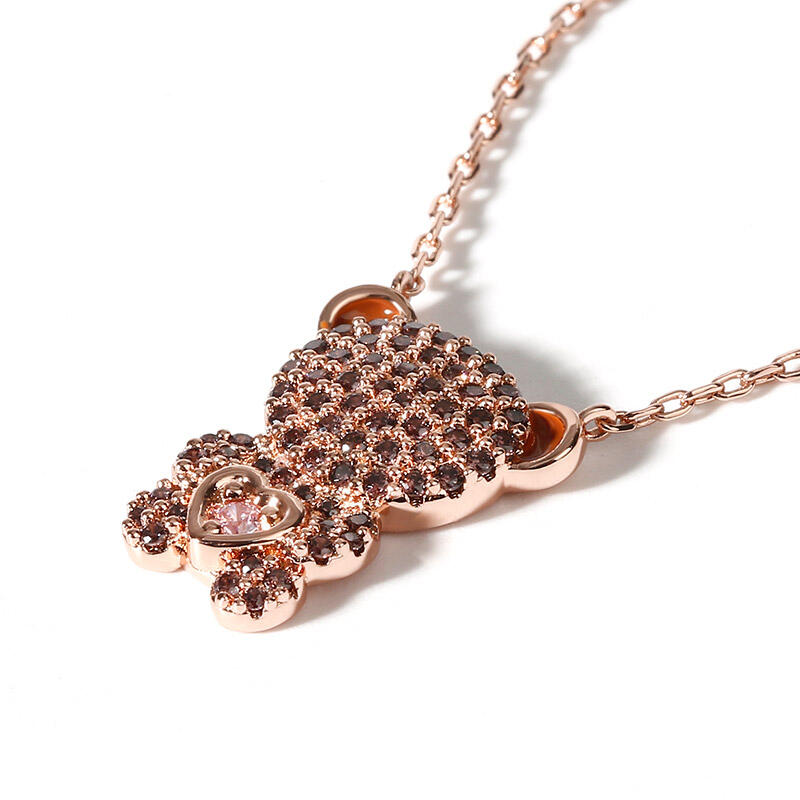 Jeulia "Look At Me" Bear Design Sterling Silver Necklace