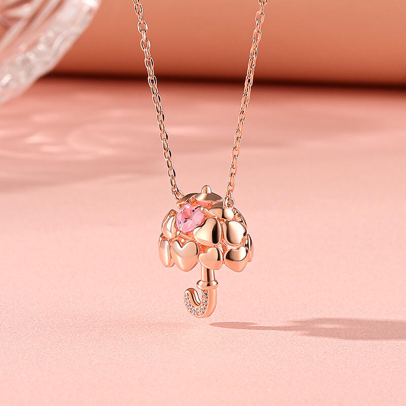 Jeulia Collar de plata de ley con diseño de paraguas para mujer