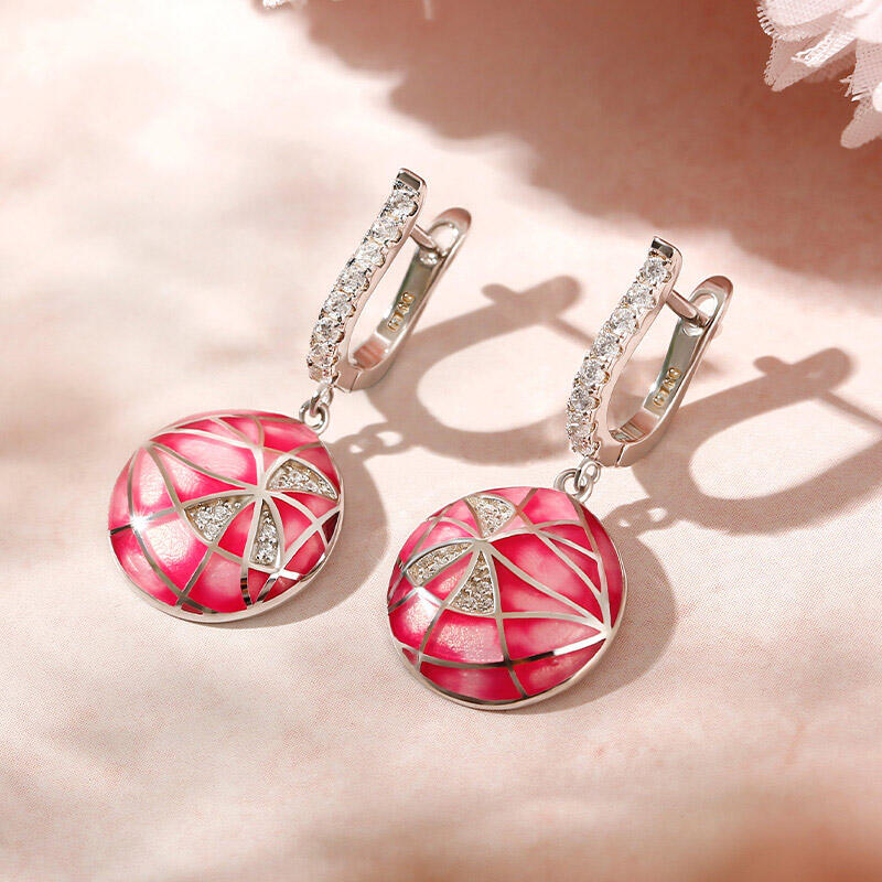 Jeulia "Curve" Enamel Sterling Silver Drop Earrings