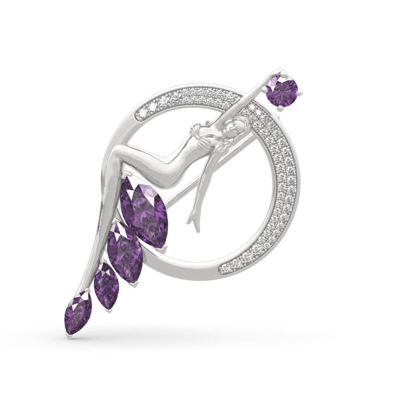 Jeulia "Journey Under The Sea" Marquise Cut Sterling Silver Brooch