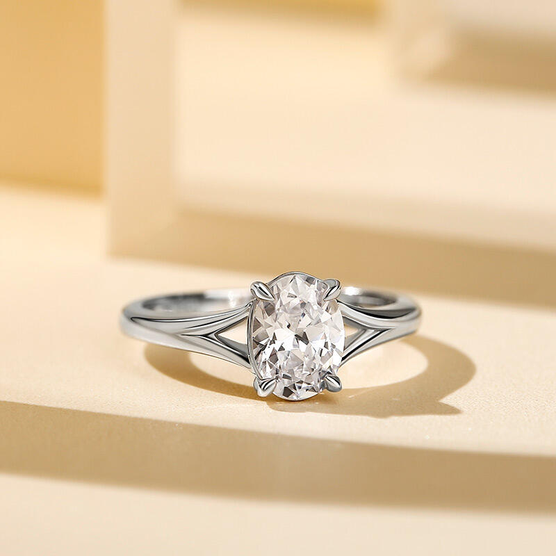 Jeulia Anillo 10K/14K/18K oro con solitario de corte ovalada