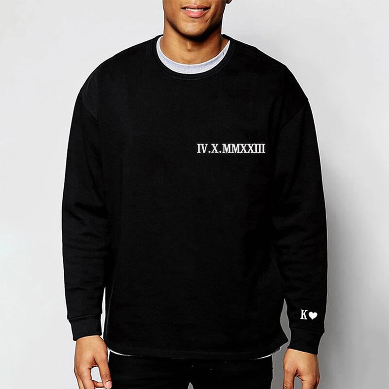 Gepersonaliseerde Sweatshirt Geborduurd Lateraal Romeins Cijfer Datum en Eerste Geweldig Cadeau voor Verjaardag