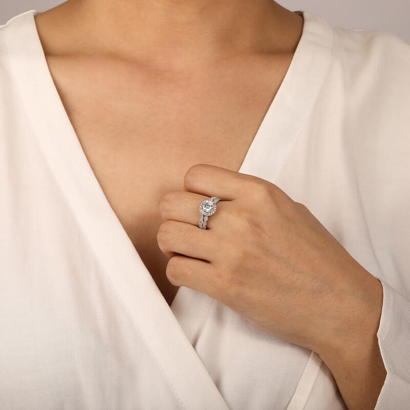 "Always Together" Round Cut Halo Engagement Ring