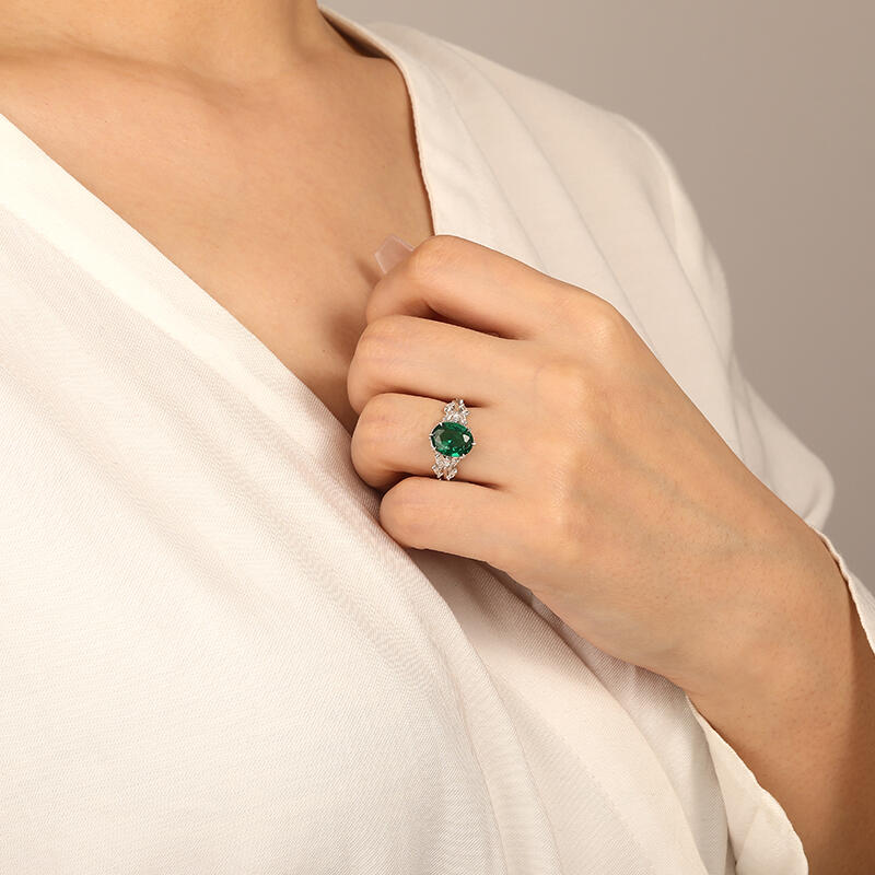 "Whispers Among Flowers" Oval Cut Cluster Side Stone Engagement Ring