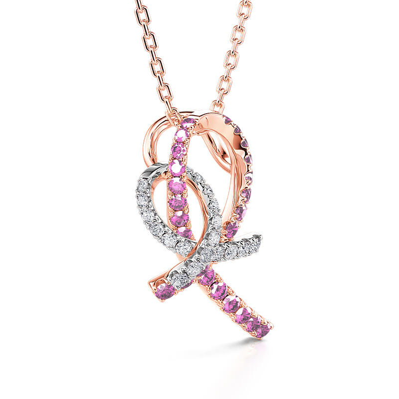 Jeulia "Love & Support" Interlock Ribbons Sterling Silver Necklace