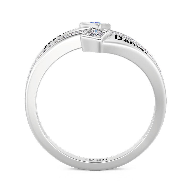 Jeulia Custom Name Round Cut Birthstone Ring