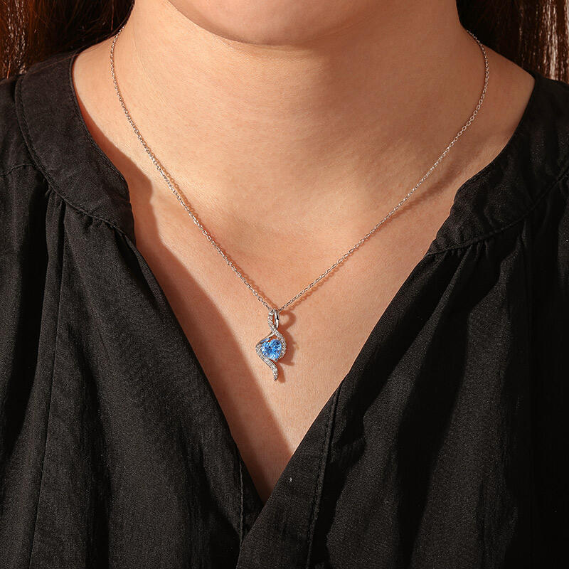 Jeulia Custom Ribbon Twist Heart Pendant Necklace