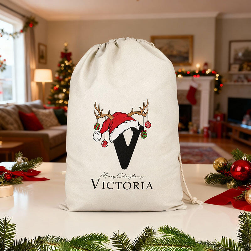 Personalised Name Christmas Gift Bag with Custom Letter Creative Gift for Family