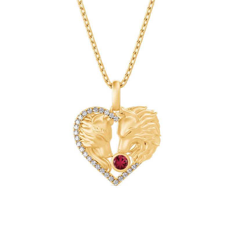 Jeulia Custom Fox Birthstone Necklace with Relief Design