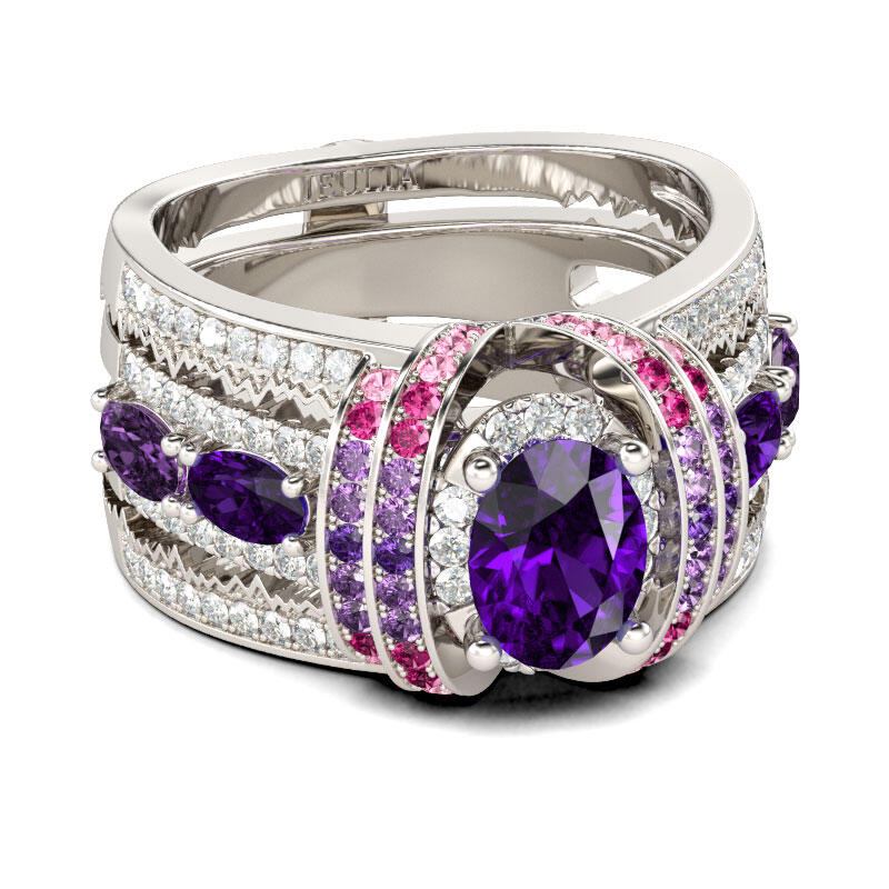 Jeulia Halo Oval Cut Sterling Silver Ring Set